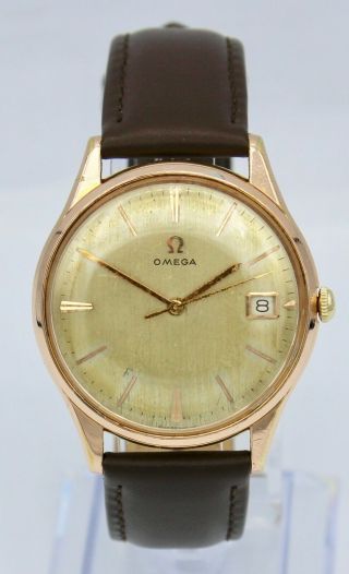 Vintage 1962 Omega Date Watch Hand Wind Cal 610 Rose Gold Plated 35mm Men 
