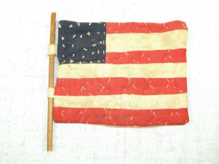 Antique " Quilted " Folk Art American Flag - 25 Stars