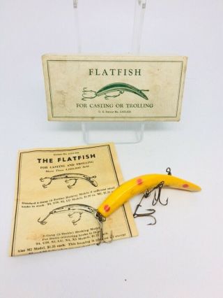 Early Vintage 1930’s Helin Tackle Co.  Painted Flatfish Casting Lure Paper