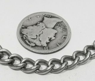 Vintage Antique 1940s 925 Sterling Silver Chain Link Mans Womans Bracelet 6 1/4 