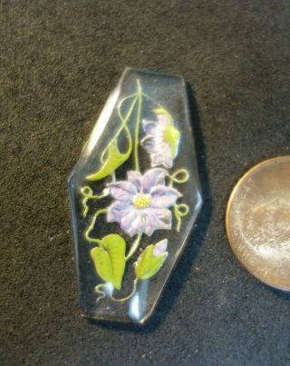 Vintage Czech Art Deco Figural Glass Cabochon Jewelry Piece Flower Design