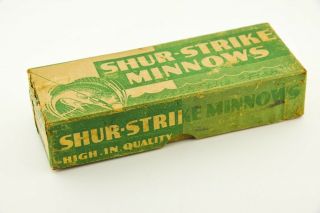 Vintage Shur Strike Minnow Lure Empty Box For Bass Oreno In Perch Et30