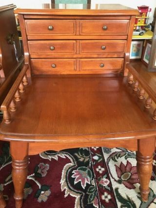 2 Vintage Cushman Colonial Lamp Maple End Tables With Drawers 2