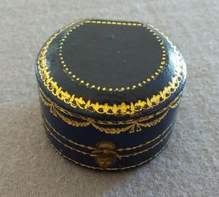 ANTIQUE BLUE& GOLD JEWELLERY RING BOX ANTIQUE JEWELLERY CASE 2