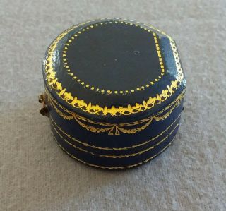 ANTIQUE BLUE& GOLD JEWELLERY RING BOX ANTIQUE JEWELLERY CASE 3