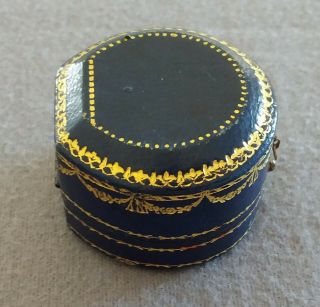 ANTIQUE BLUE& GOLD JEWELLERY RING BOX ANTIQUE JEWELLERY CASE 4