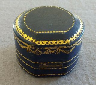 ANTIQUE BLUE& GOLD JEWELLERY RING BOX ANTIQUE JEWELLERY CASE 6