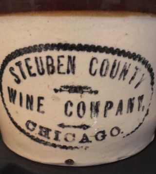 Antique Red Wing Stoneware Advertising Jug - Steuben County Wine Company Chicago 2