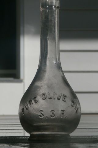 Antique S.  S.  P.  (samuel S.  Pierce) Pure Olive Oil Early Blown Bottle