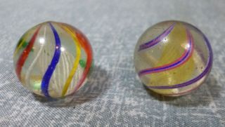 Four Large Antique German Handmade Marbles,  Latticino & Divided Core 2