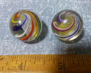 Four Large Antique German Handmade Marbles,  Latticino & Divided Core 5