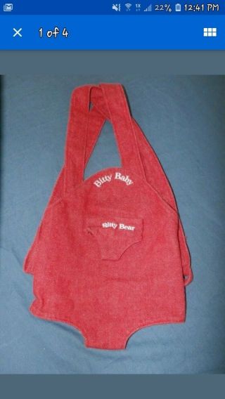 American Girl Doll Bitty Bear Baby Red Jumper Carrier 15 " Red.  Pleasant Company