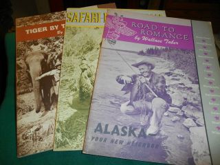 3 Collect.  Vint.  Signed Wildlife Fish Hunt Wallace Taber Bks:alaska/africa/mex,  Etc