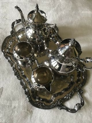Authentic 5 - Pc Fb Rogers Silver Coffee Tea Set Victorian Silverplate