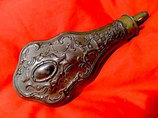 Large G.  & J.  W.  Hawksley Sheffield " Violin " Type Antique Gun Powder Flask -