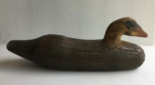 Vintage Antique Hand Carved & Painted Solid Wood Primitive Folk Art Duck Decoy