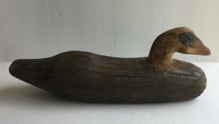 Vintage Antique Hand Carved & Painted Solid Wood Primitive Folk Art Duck Decoy 4