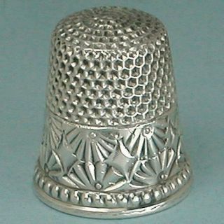 Antique Sterling Silver Bright Cut Thimble By Ketcham & Mcdougall Circa 1880s