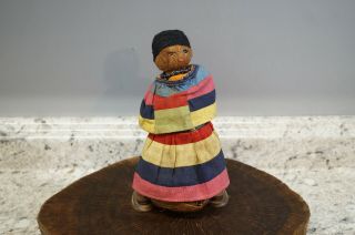 Vintage Seminole Native American Indian Beaded Doll Palmetto Fiber 8 1/2 " Tall