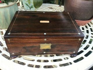 Antique Wooden Box With Bun Feet,  Victorian
