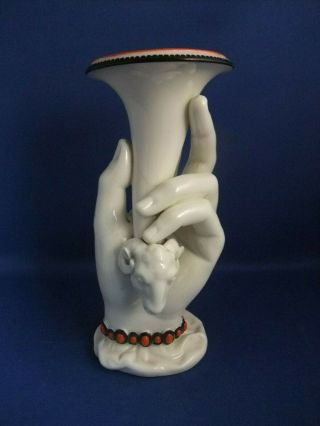 Antique 19thc Royal Worcester Glazed Parian Figure Hand Vase C1865 -