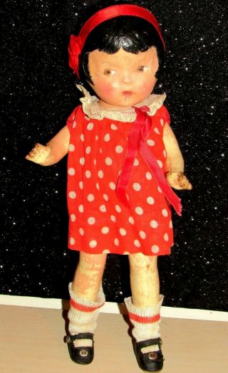 Vintage 1930’s American Character Composition Sally A Petite Doll W/orig.  Dress