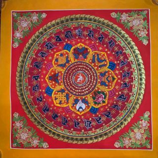 Rare Masterpiece Handpainted Tibetan Mantra Mandala Thangka Painting Chinese 13
