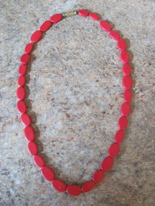 Vintage Antique Womens Red Bead Necklace Estate 18 " Total Length