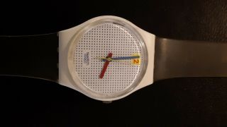 1985 Vintage Swatch Watch Gw104 Dotted Swiss Quartz Unisex