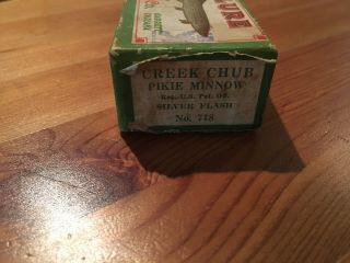 Vintage Creek Chub Pikie Minnow No.  718 & Heddon Dowagiac Basser With Boxes 7