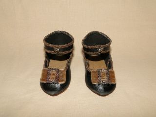 Bebe Leather Shoes,  Bru Style For Antique Doll 3 " 1/4 (or 81 Mm)