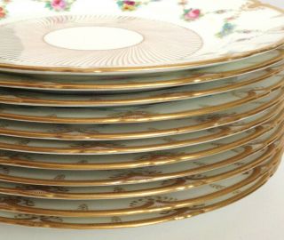 Set 11 Exquisite Cauldon for Tiffany & Co.  Decorated,  Raised Gold Dinner Plates 11