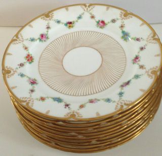 Set 11 Exquisite Cauldon for Tiffany & Co.  Decorated,  Raised Gold Dinner Plates 2