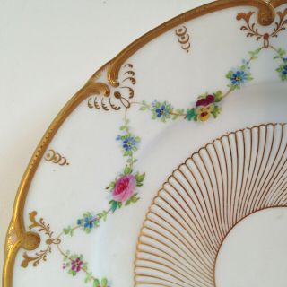 Set 11 Exquisite Cauldon for Tiffany & Co.  Decorated,  Raised Gold Dinner Plates 6
