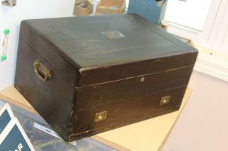 Large Antique Silverware Chest/box - Hinged Knife Holder & Drawer - Needs Cleanup