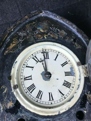 RARE OLD ANTIQUE UPSON BROTHERS CAST IRON COTTAGE FRONT SIDE SHELF MANTLE CLOCK 8