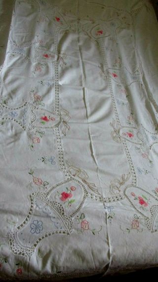 Large Cotton Lace Crochet Thread.  Large Throw / Table Cloth / Bedspread.  Vtg