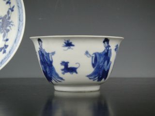 Chinese Porcelain B/W Cup&Saucer - Ladies - 18th C.  Kangxi - YU Marked 4