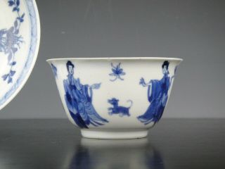 Chinese Porcelain B/W Cup&Saucer - Ladies - 18th C.  Kangxi - YU Marked 5