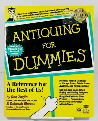 Antiquing For Dummies Book By Ron Zoglin & Deborah Shouse (paperback) Reference