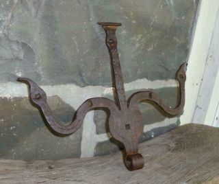 Antique Late 18th Early 19th C Pa Moravian Wrought Iron Hinge Folk Art