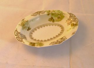 Antique Old Ivory Porcelain Oval Relish Dish Ohme Pattern Xvi,  Silesia,  Germany