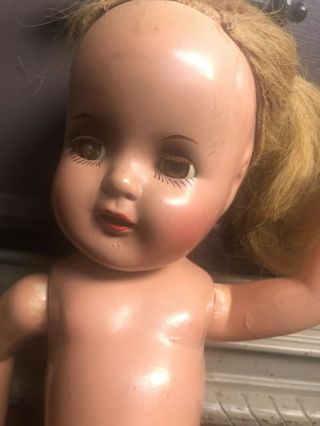 Antique Composition Doll Full Teeth Mouth Eyelashes 16 - 18 " Jointed Body