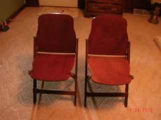 Antique Deco Wood Folding Chairs Set Of 2 - American Seating Co.  Grand Rapids,  Mi