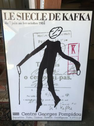 Vintage 1984 Poster Franz Kafka Exhibition Poster Pompidou