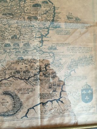 Antique John Speede ' The Invasions of England and Ireland Map on Parchment 3