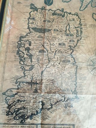 Antique John Speede ' The Invasions of England and Ireland Map on Parchment 5