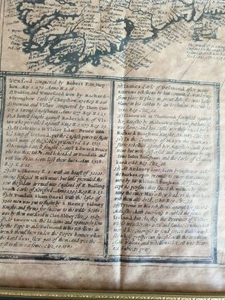 Antique John Speede ' The Invasions of England and Ireland Map on Parchment 6