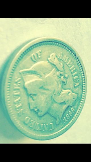 1868 Originalthree Cent Nickel Piece 3 Cent U.  S.  Coin Antique Civil War Type