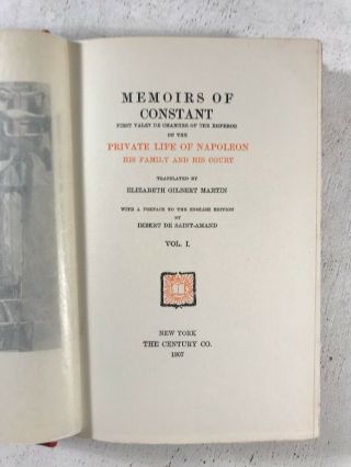 Private Life Of Napoleon Bonaparte Memoirs of Constant Red Linen Antique 4 Book 6